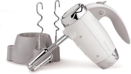 Hand Blender 7 Speed, 250 Watt Electric Mixer with Beaters and Dough Hooks, Ergonomic Electric Hand Mixer for Home & Kitchen with Stand and Soft Touch Handle, White