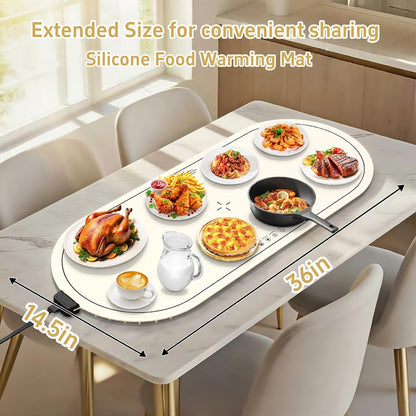 Warming Mat for Food,36"X15" Fast Heating with Even Heat Distribution,White