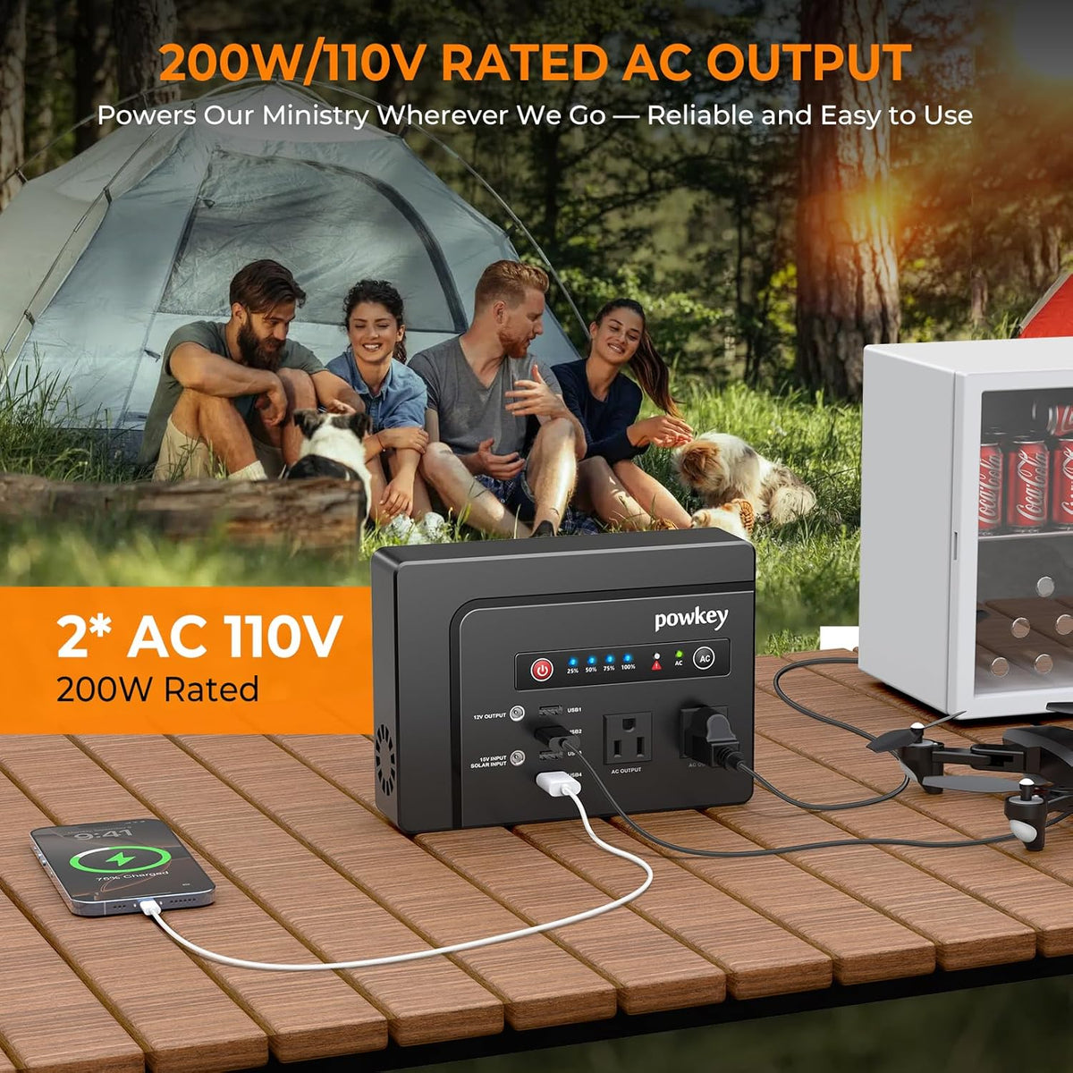 200W Solar Powered Generator, Portable Power Station with Solar Panel 40W