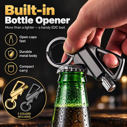 2 Pack Permanent Match Keychain Lighter, Metal Infinity Lighter, Forever Lighters with Bottle Opener, Waterproof Match, EDC Emergency Matchstick, Survival Flint Fire Starter (Fuel Not Included)
