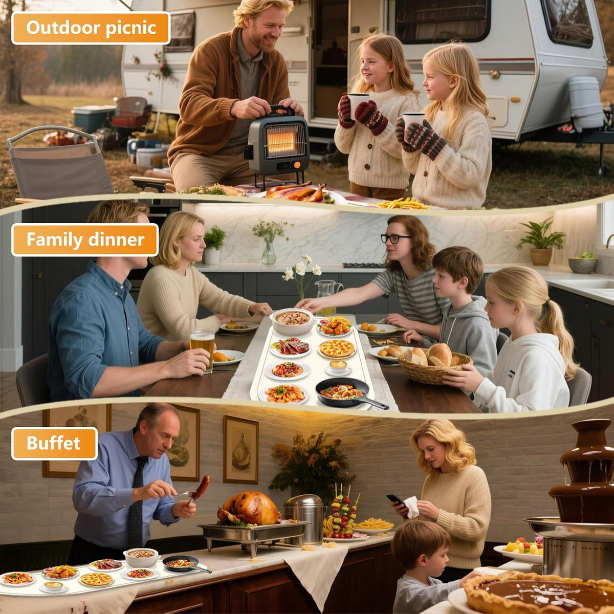 Warming Mat for Food,36"X15" Fast Heating with Even Heat Distribution,White
