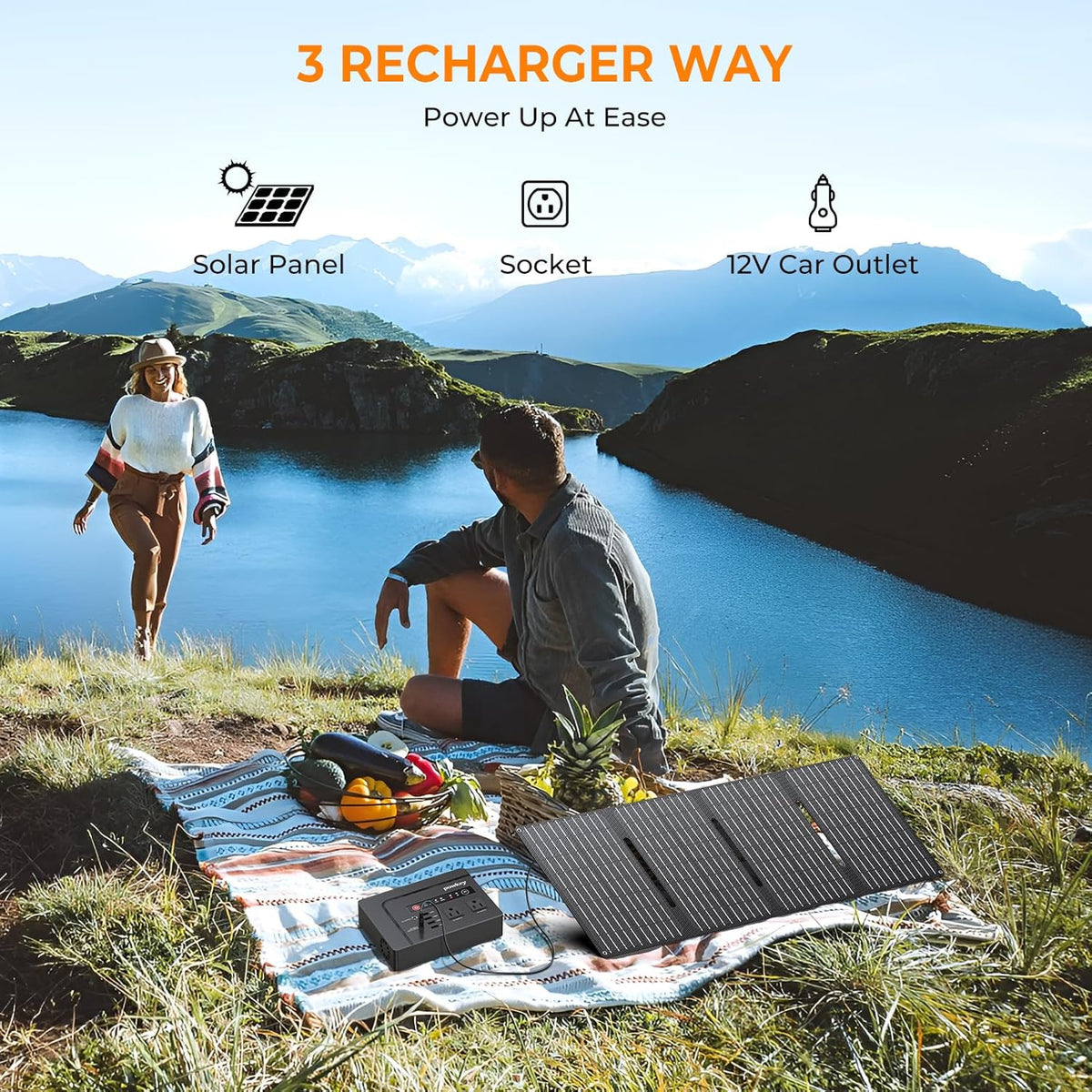 200W Solar Powered Generator, Portable Power Station with Solar Panel 40W