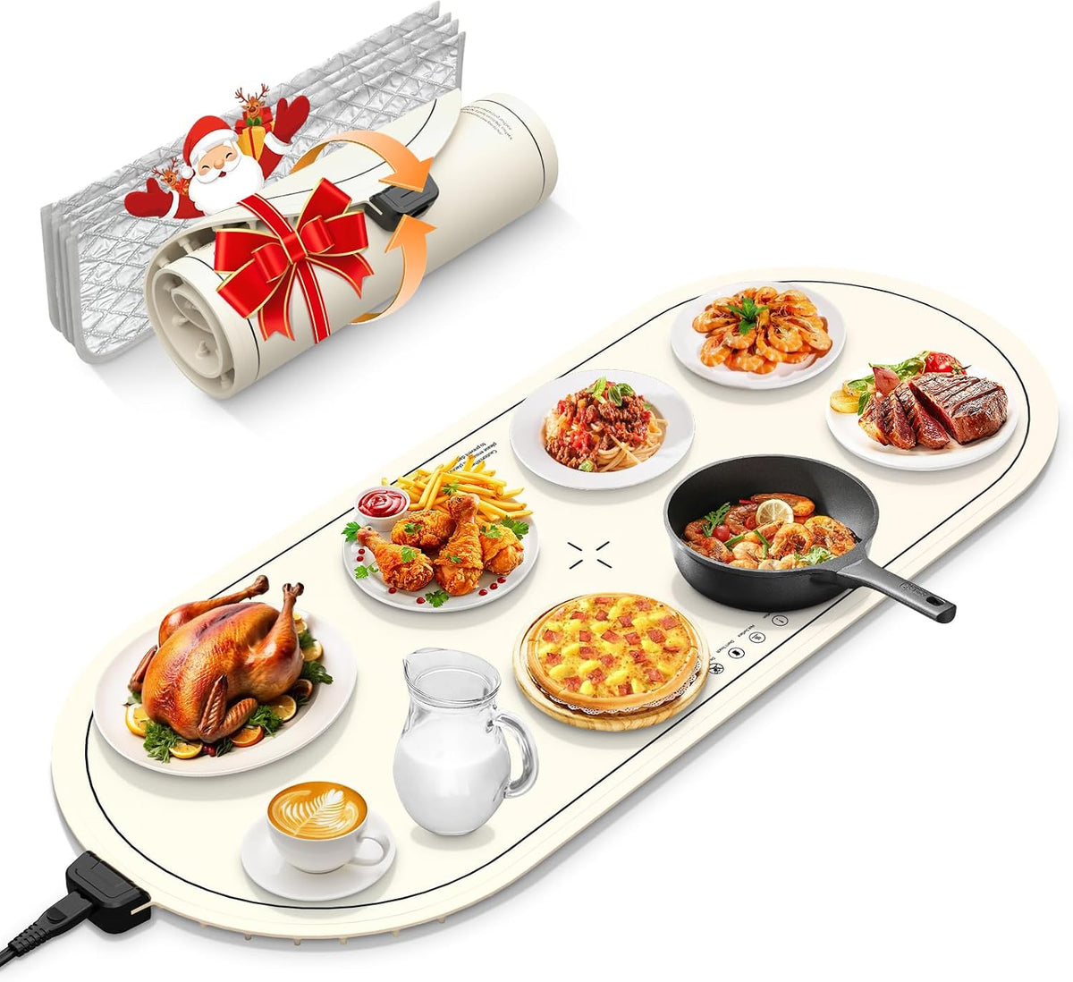 Warming Mat for Food,36"X15" Fast Heating with Even Heat Distribution,White