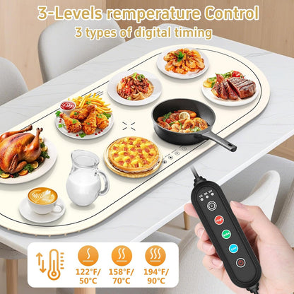 Warming Mat for Food,36"X15" Fast Heating with Even Heat Distribution,White