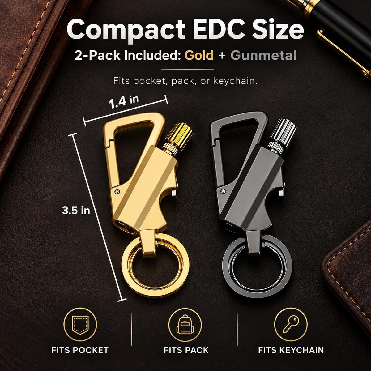2 Pack Permanent Match Keychain Lighter, Metal Infinity Lighter, Forever Lighters with Bottle Opener, Waterproof Match, EDC Emergency Matchstick, Survival Flint Fire Starter (Fuel Not Included)